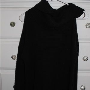 black sweater with cold shoulders